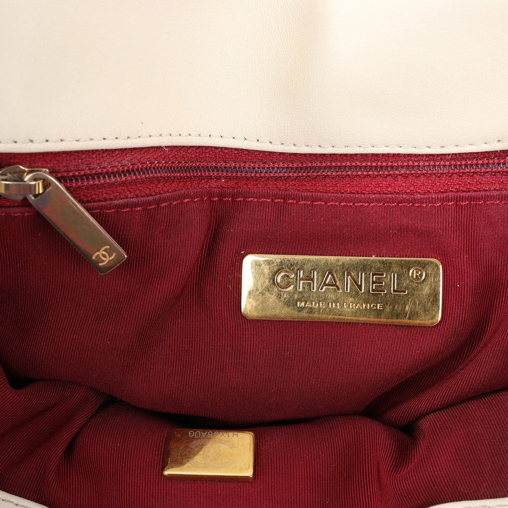 Chanel Chanel 19 Leather Quilted Chain 2Way Handbag in Ecru