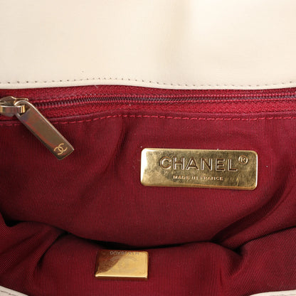 Chanel Chanel 19 Leather Quilted Chain 2Way Handbag in Ecru
