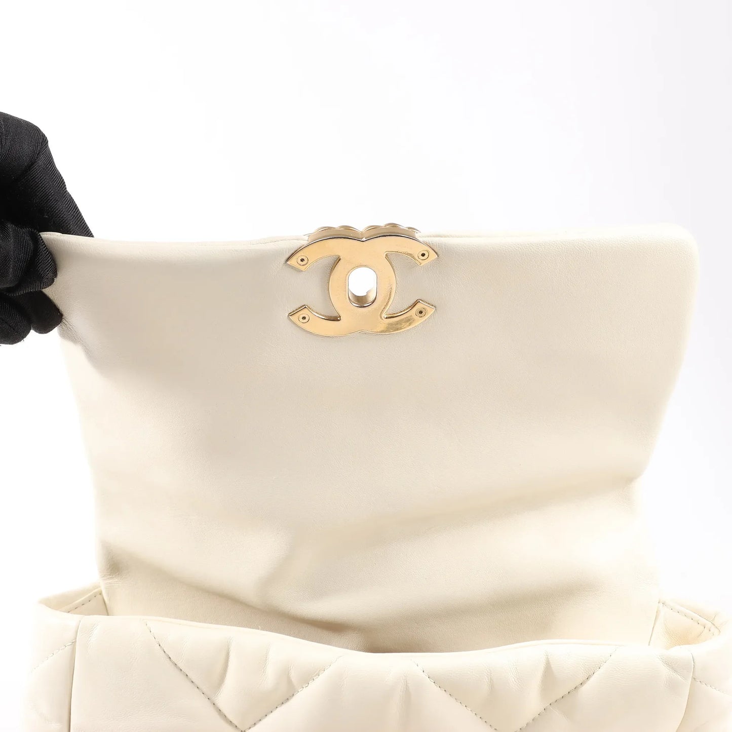 Chanel Chanel 19 Leather Quilted Chain 2Way Handbag in Ecru