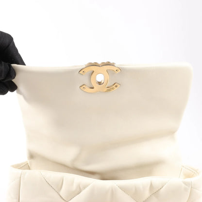 Chanel Chanel 19 Leather Quilted Chain 2Way Handbag in Ecru