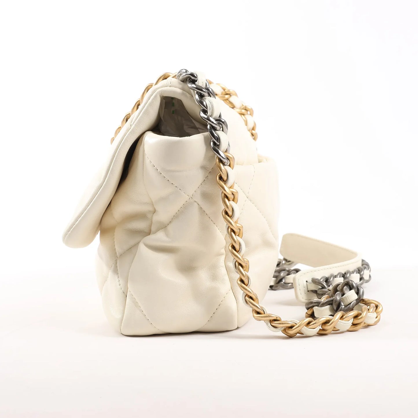 Chanel Chanel 19 Leather Quilted Chain 2Way Handbag in Ecru