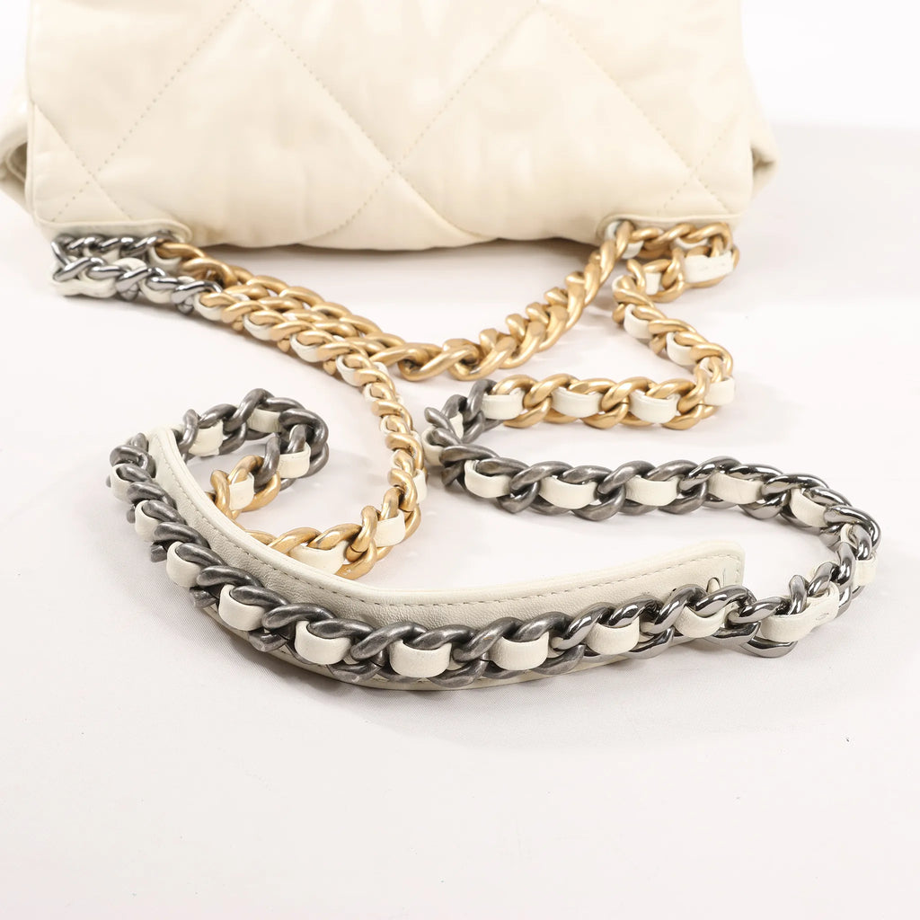 Chanel Chanel 19 Leather Quilted Chain 2Way Handbag in Ecru