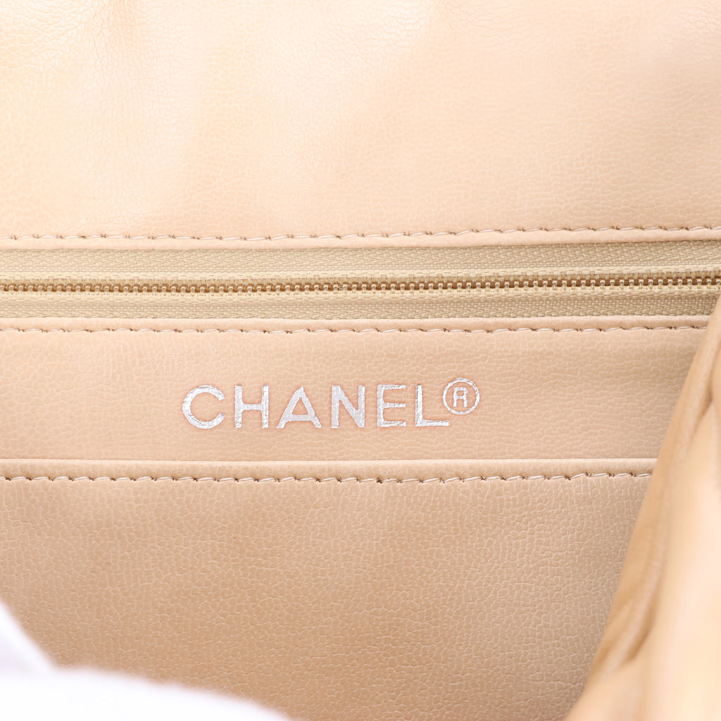 Chanel Chevron Leather Chain Shoulder Bag in Beige