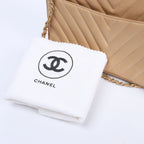 Chanel Chevron Leather Chain Shoulder Bag in Beige