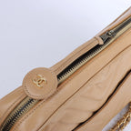 Chanel Chevron Leather Chain Shoulder Bag in Beige