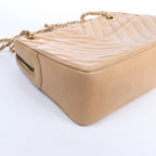 Chanel Chevron Leather Chain Shoulder Bag in Beige