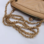 Chanel Chevron Leather Chain Shoulder Bag in Beige
