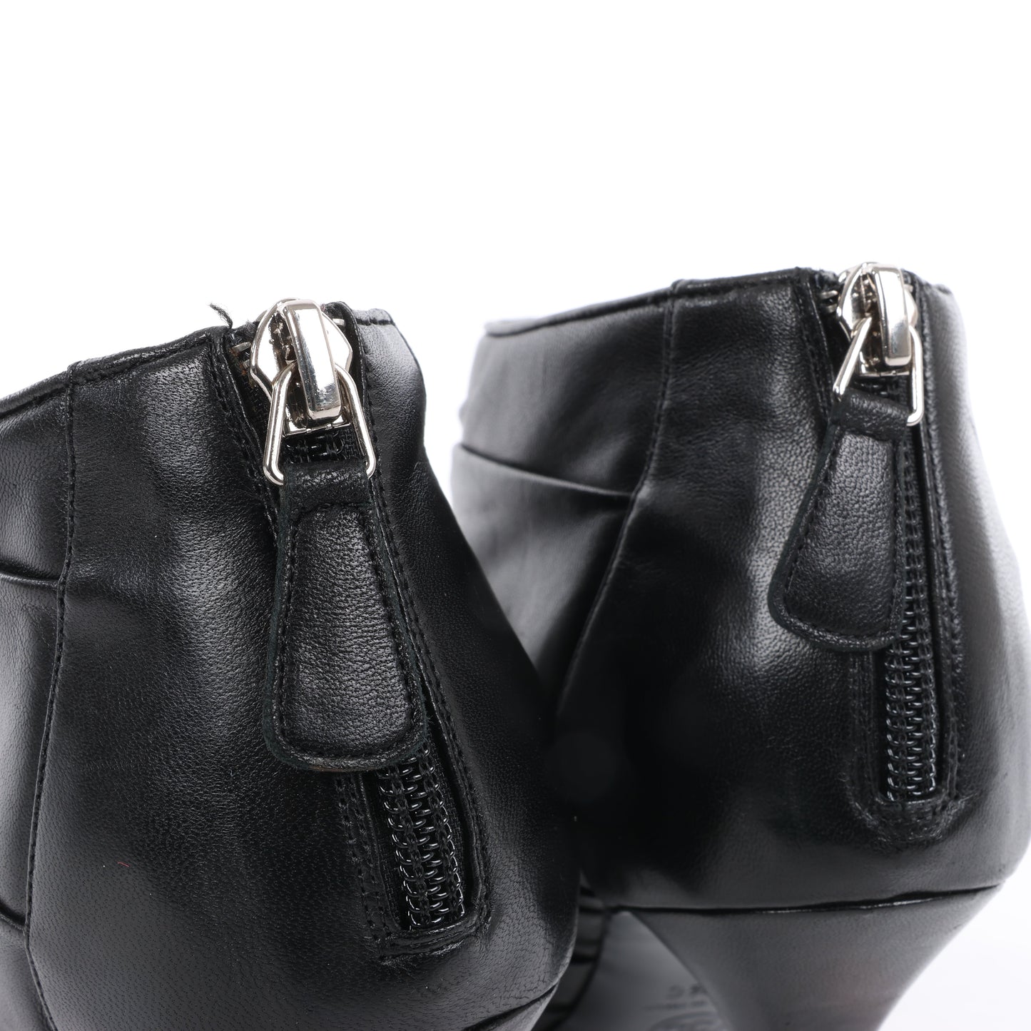 Chanel Coco Mark Camelia Leather Booties in Black G28629, Size 37.5 EU