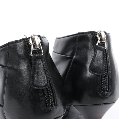 Chanel Coco Mark Camelia Leather Booties in Black G28629, Size 37.5 EU