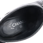 Chanel Coco Mark Camelia Leather Booties in Black G28629, Size 37.5 EU