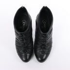 Chanel Coco Mark Camelia Leather Booties in Black G28629, Size 37.5 EU