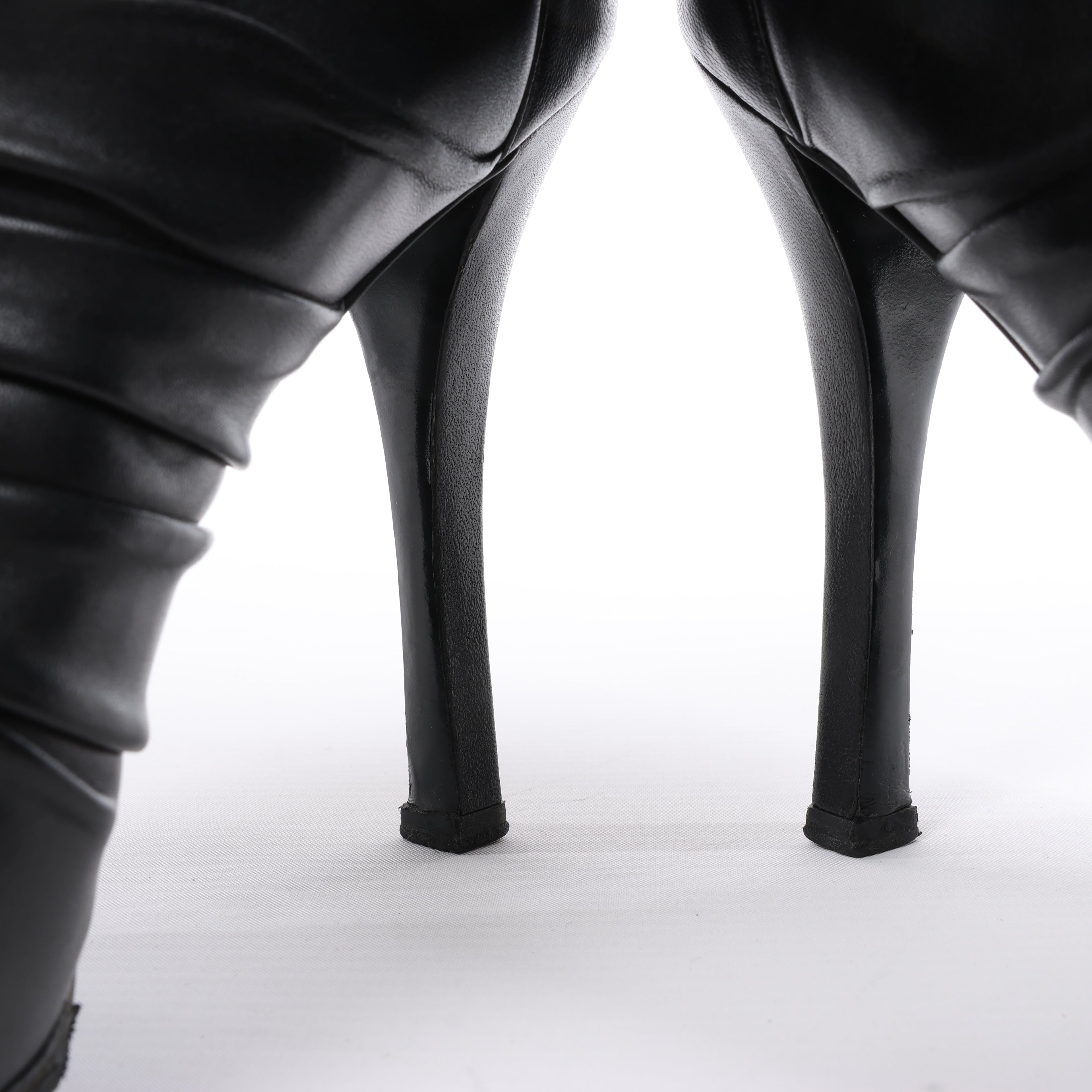 Chanel Coco Mark Camelia Leather Booties in Black G28629, Size 37.5 EU