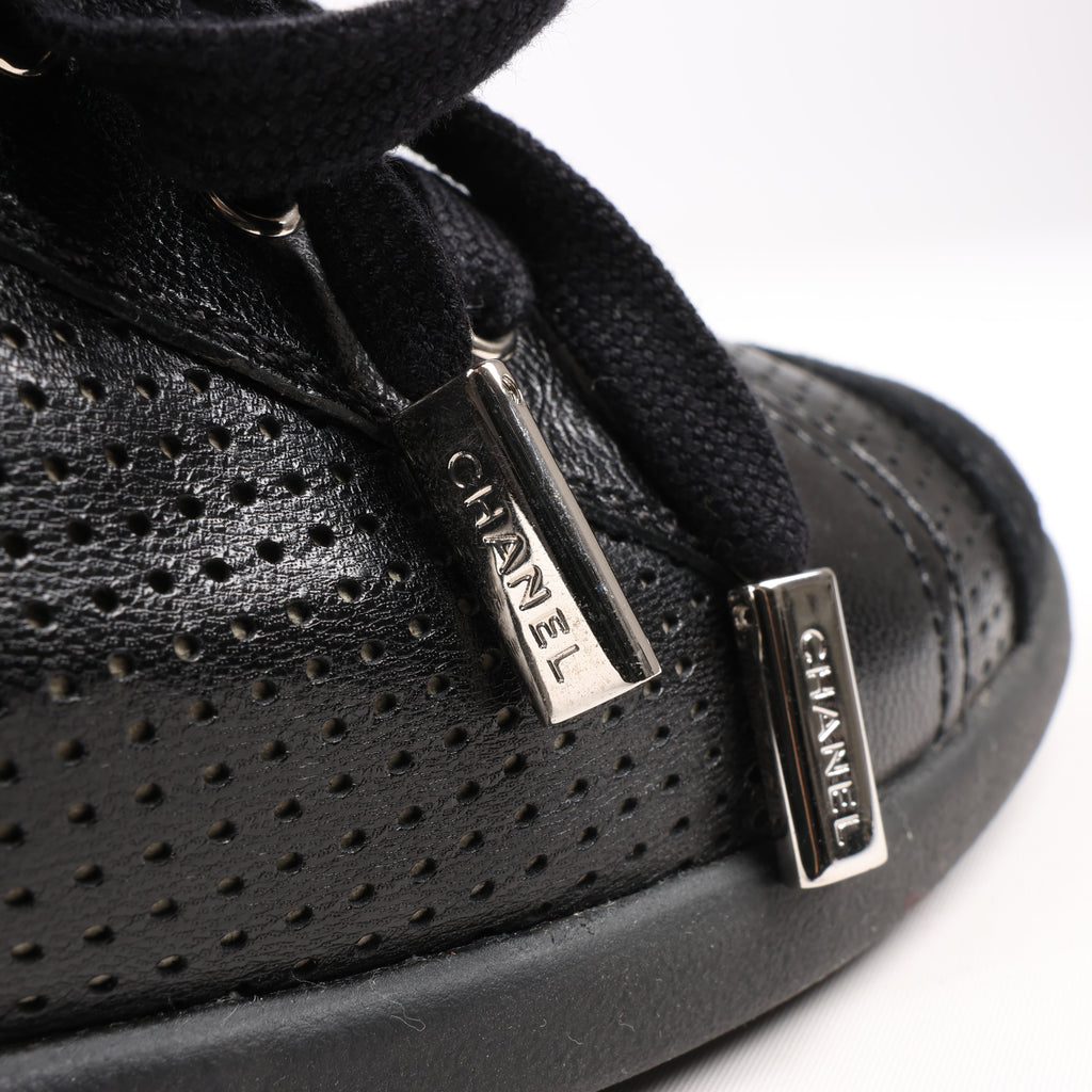 CHANEL Coco Mark 11P Suede x Leather Sneakers 37 in Black G25313