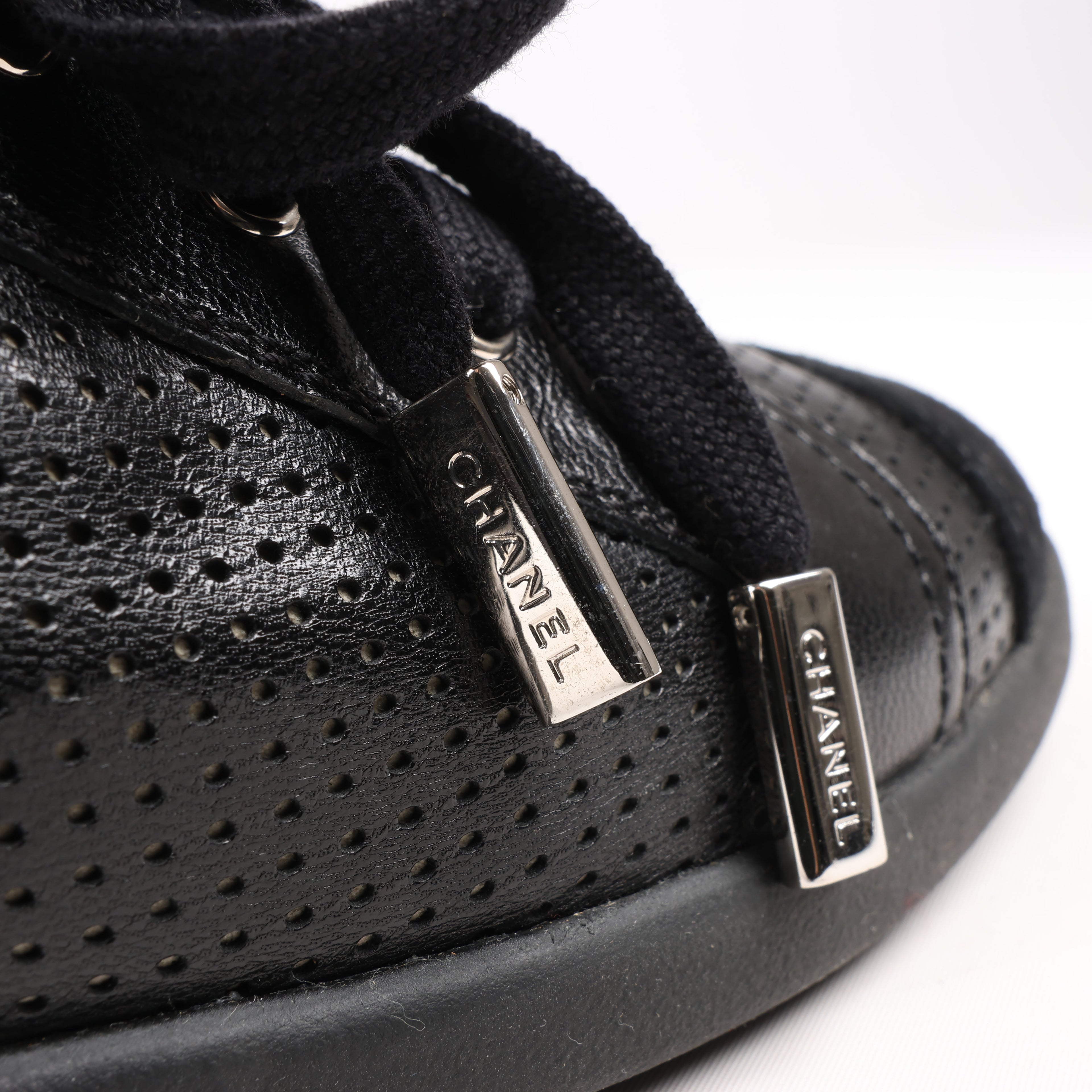 CHANEL Coco Mark 11P Suede x Leather Sneakers 37 in Black G25313