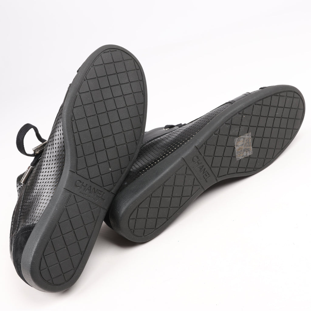 CHANEL Coco Mark 11P Suede x Leather Sneakers 37 in Black G25313