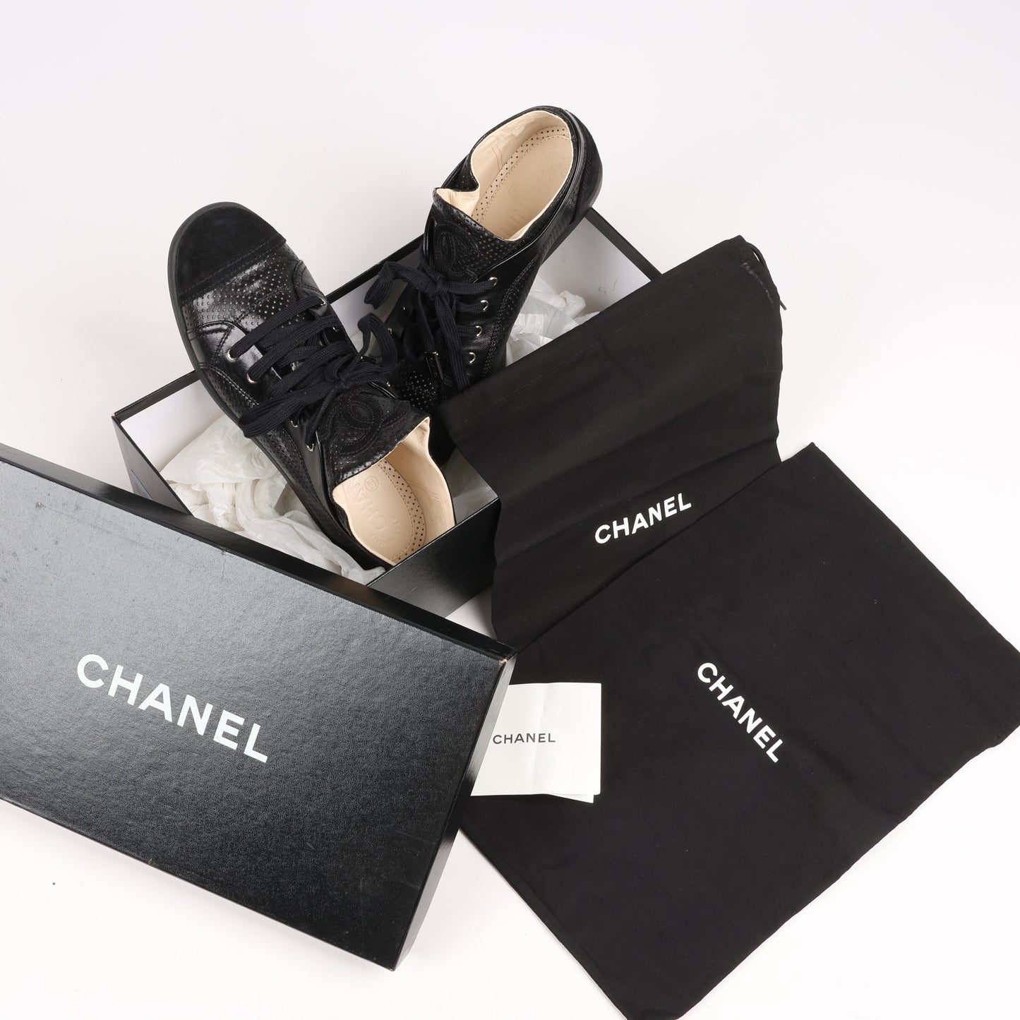 CHANEL Coco Mark 11P Suede x Leather Sneakers 37 in Black G25313