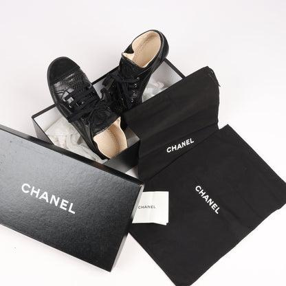 CHANEL Coco Mark 11P Suede x Leather Sneakers 37 in Black G25313