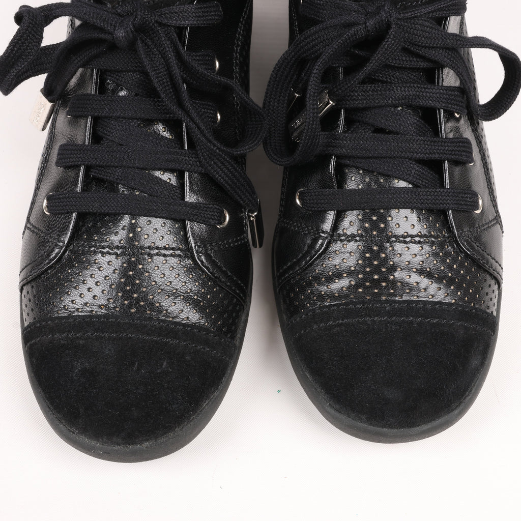 CHANEL Coco Mark 11P Suede x Leather Sneakers 37 in Black G25313