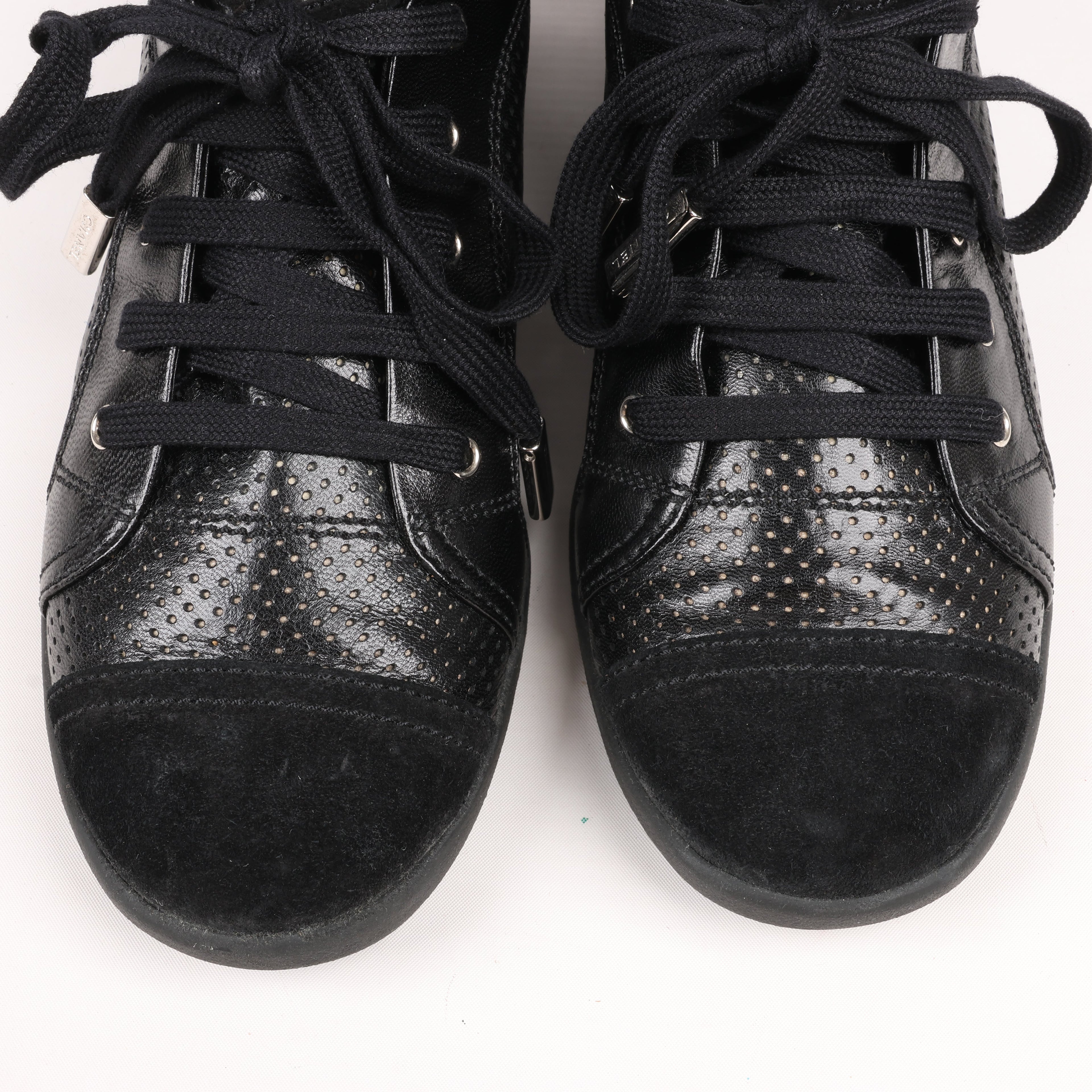 CHANEL Coco Mark 11P Suede x Leather Sneakers 37 in Black G25313