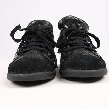 CHANEL Coco Mark 11P Suede x Leather Sneakers 37 in Black G25313