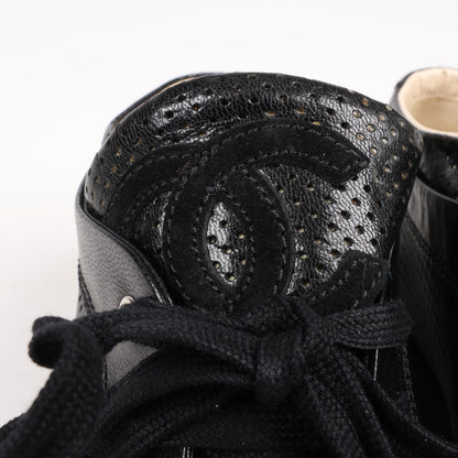 CHANEL Coco Mark 11P Suede x Leather Sneakers 37 in Black G25313
