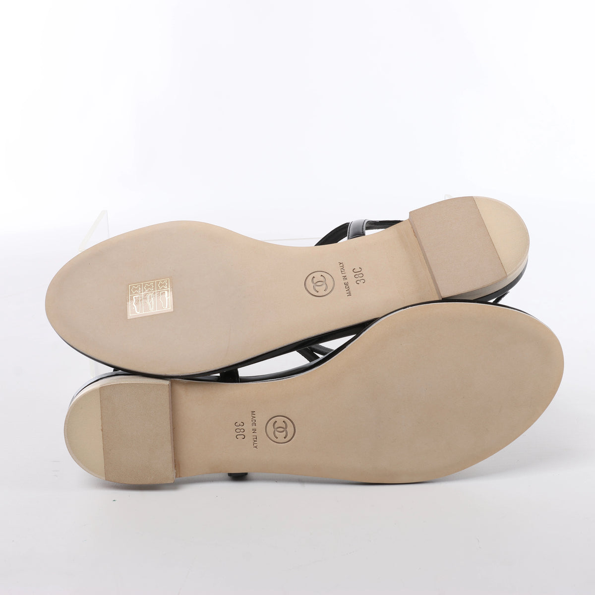 Sandalias de piel Coco Mark de CHANEL en color negro, talla 38 EU