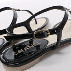 Sandalias de piel Coco Mark de CHANEL en color negro, talla 38 EU