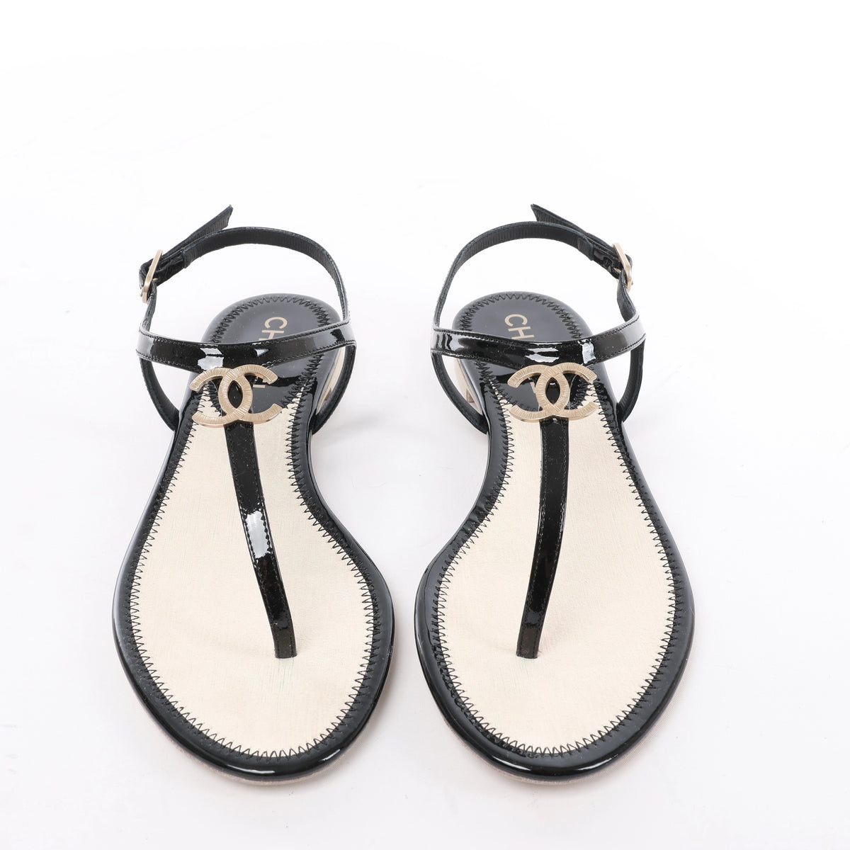 Sandalias de piel Coco Mark de CHANEL en color negro, talla 38 EU