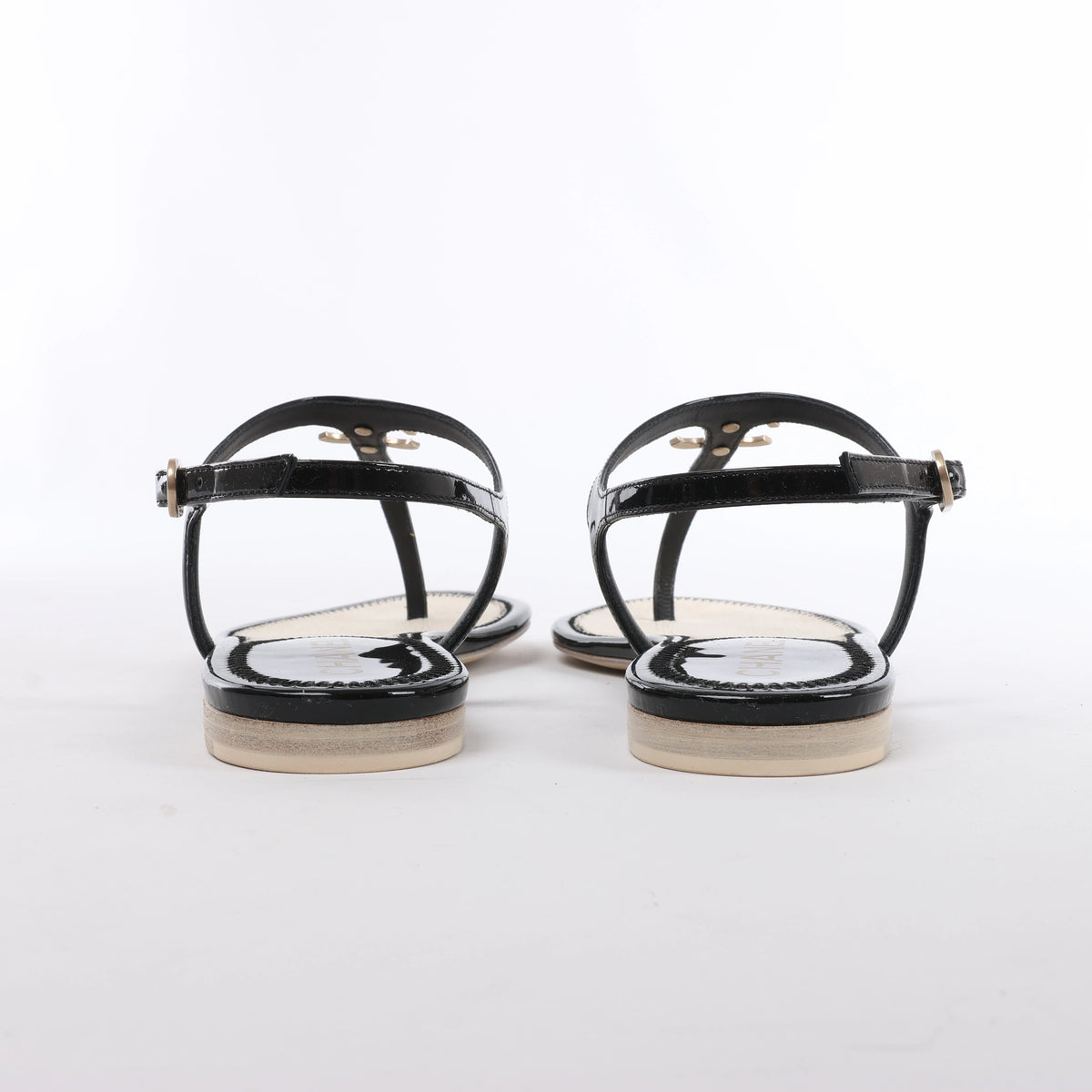 Sandalias de piel Coco Mark de CHANEL en color negro, talla 38 EU