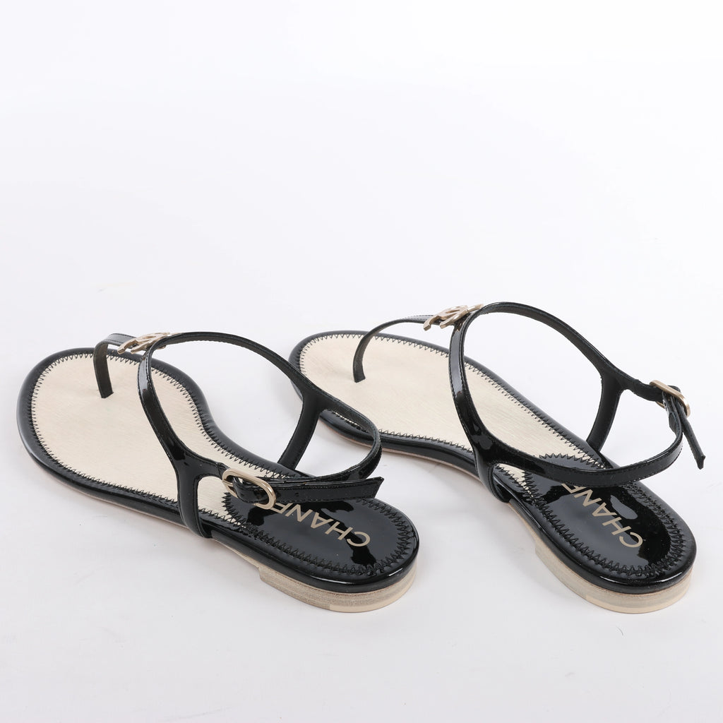 Sandalias de piel Coco Mark de CHANEL en color negro, talla 38 EU