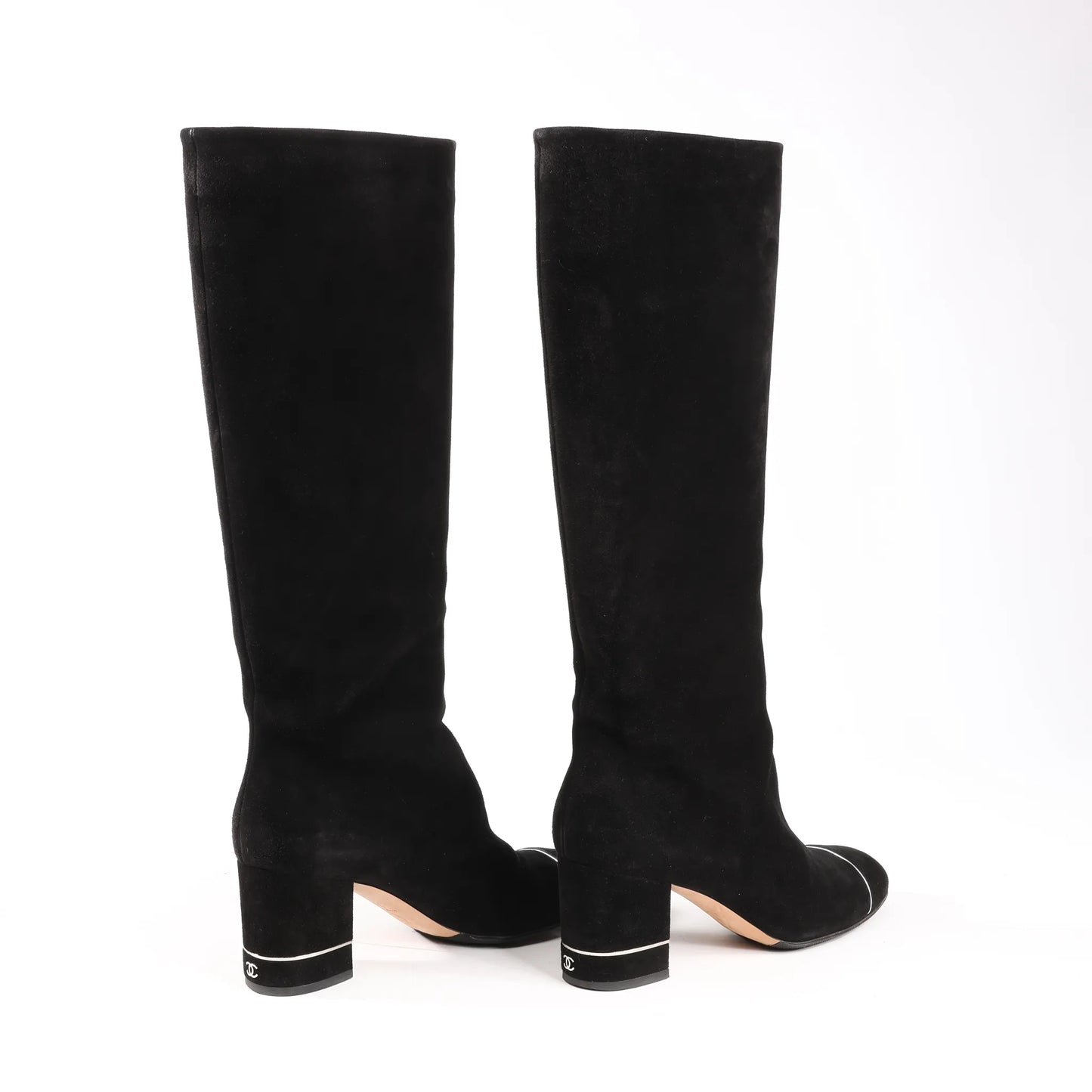 Chanel Coco Mark 16B Suede Long Boots in Black G32122, Size 39 EU