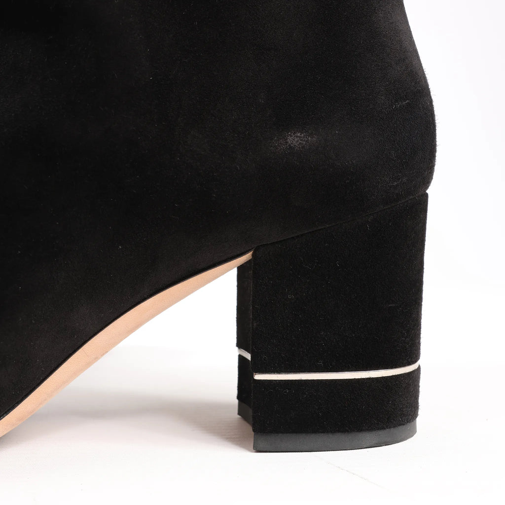 Chanel Coco Mark 16B Suede Long Boots in Black G32122, Size 39 EU