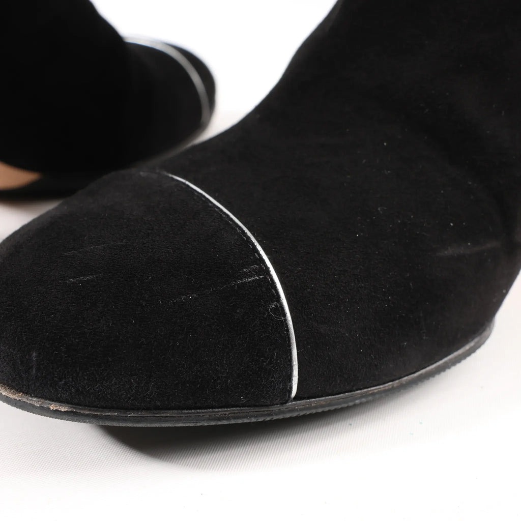 Chanel Coco Mark 16B Suede Long Boots in Black G32122, Size 39 EU