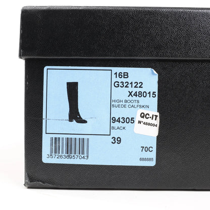 Chanel Coco Mark 16B Suede Long Boots in Black G32122, Size 39 EU