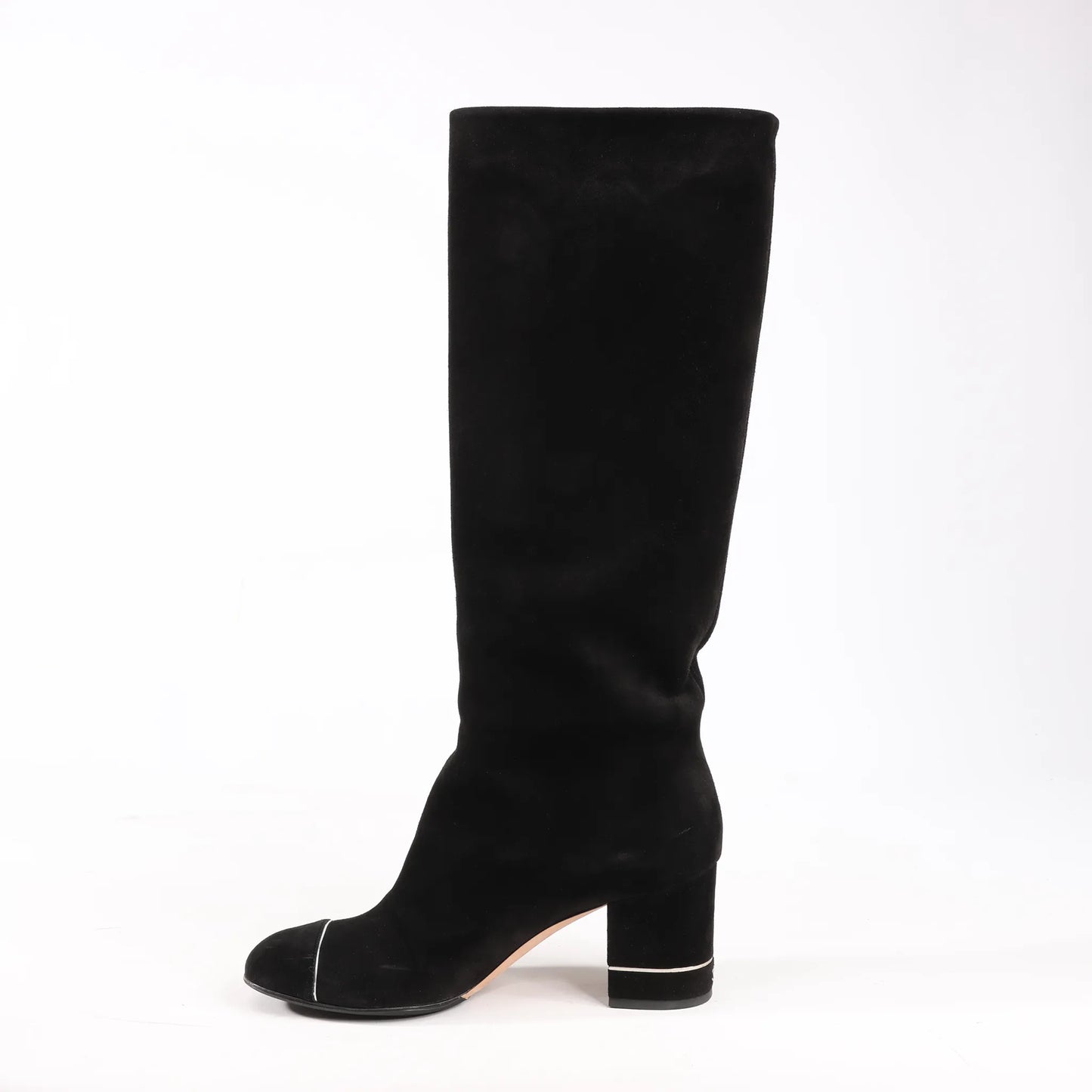 Chanel Coco Mark 16B Suede Long Boots in Black G32122, Size 39 EU