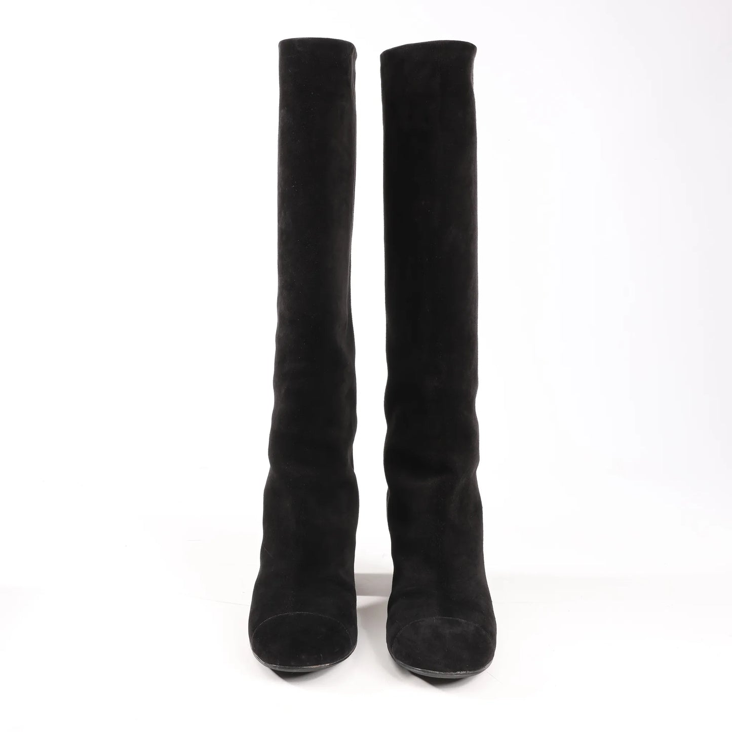 Chanel Coco Mark 16B Suede Long Boots in Black G32122, Size 39 EU