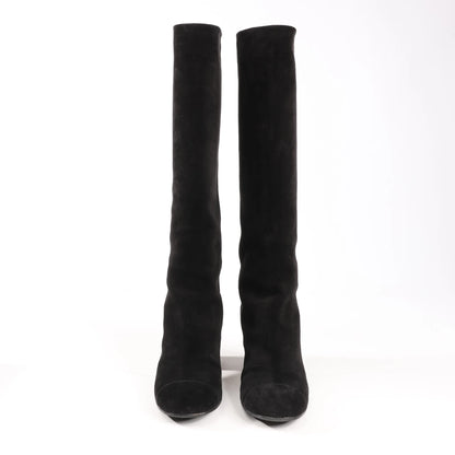 Chanel Coco Mark 16B Suede Long Boots in Black G32122, Size 39 EU