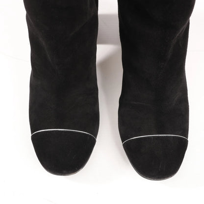 Chanel Coco Mark 16B Suede Long Boots in Black G32122, Size 39 EU