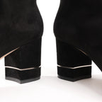 Chanel Coco Mark 16B Suede Long Boots in Black G32122, Size 39 EU