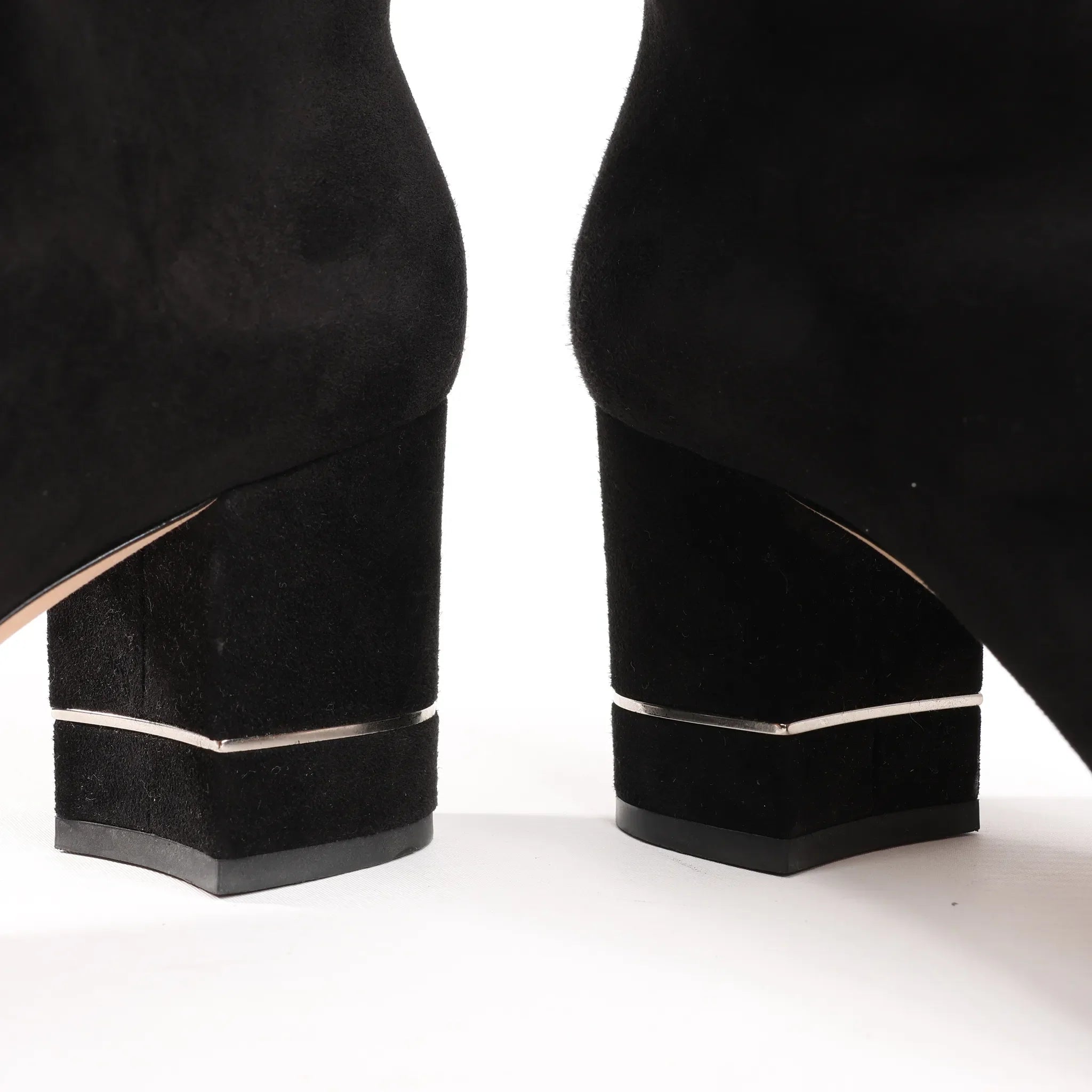 Chanel Coco Mark 16B Suede Long Boots in Black G32122, Size 39 EU