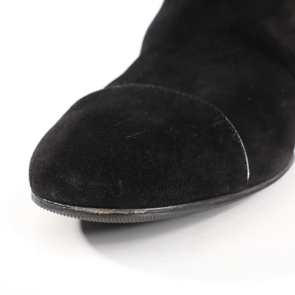 Chanel Coco Mark 16B Suede Long Boots in Black G32122, Size 39 EU