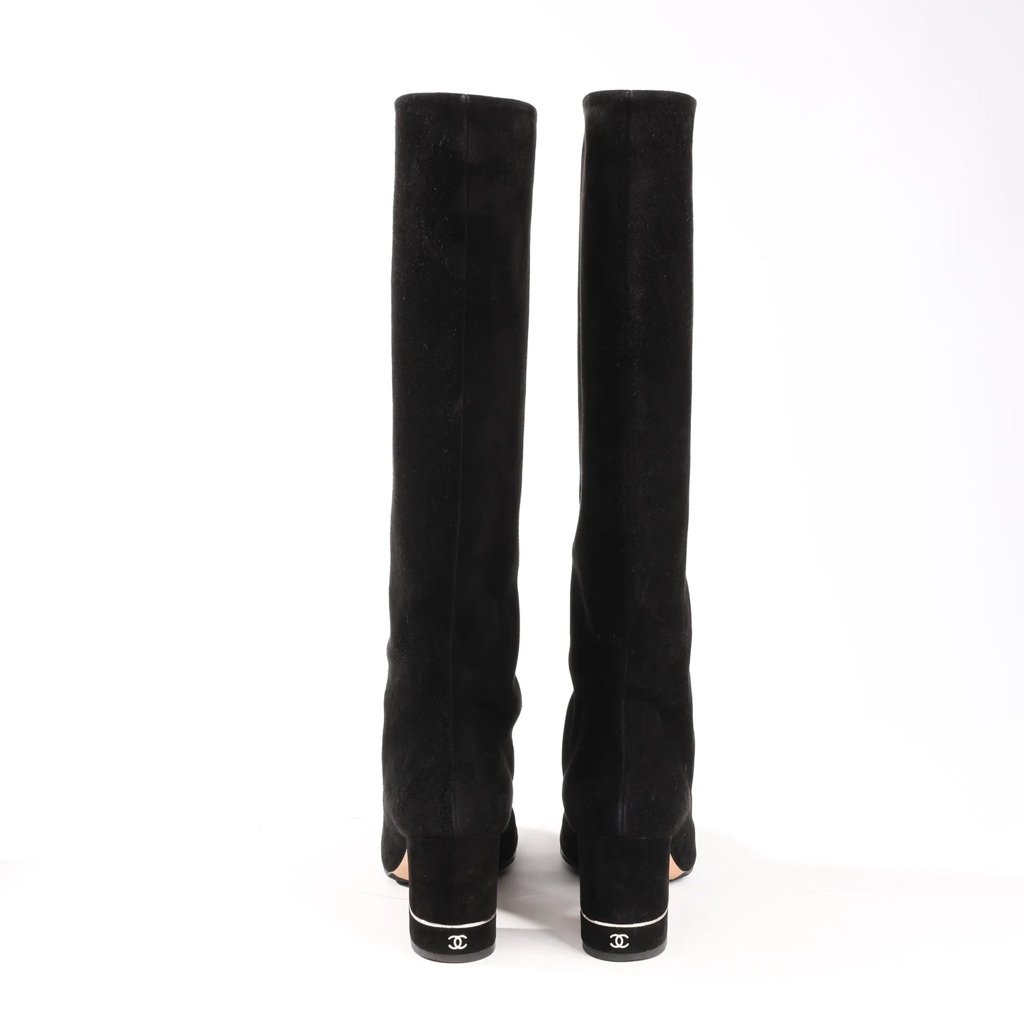 Chanel Coco Mark 16B Suede Long Boots in Black G32122, Size 39 EU
