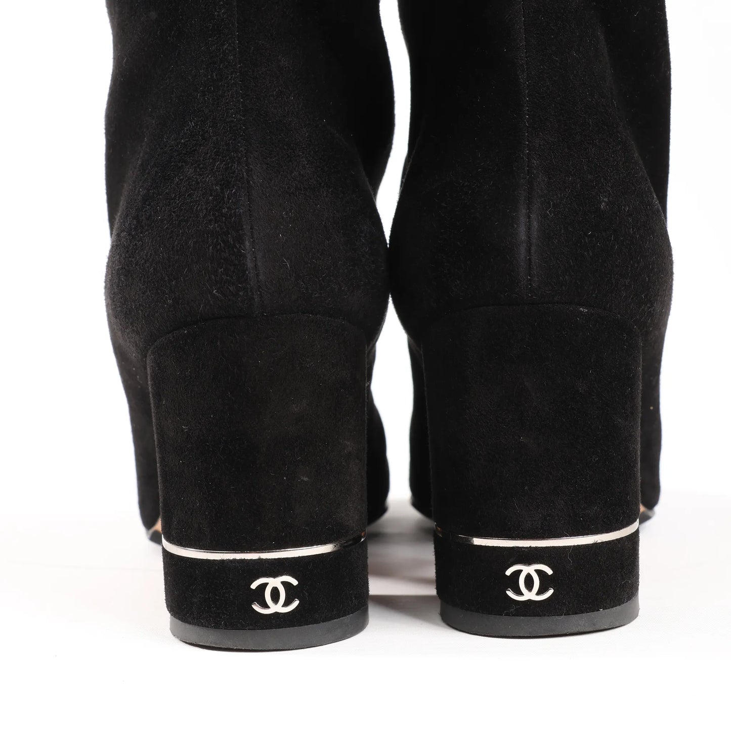 Chanel Coco Mark 16B Suede Long Boots in Black G32122, Size 39 EU