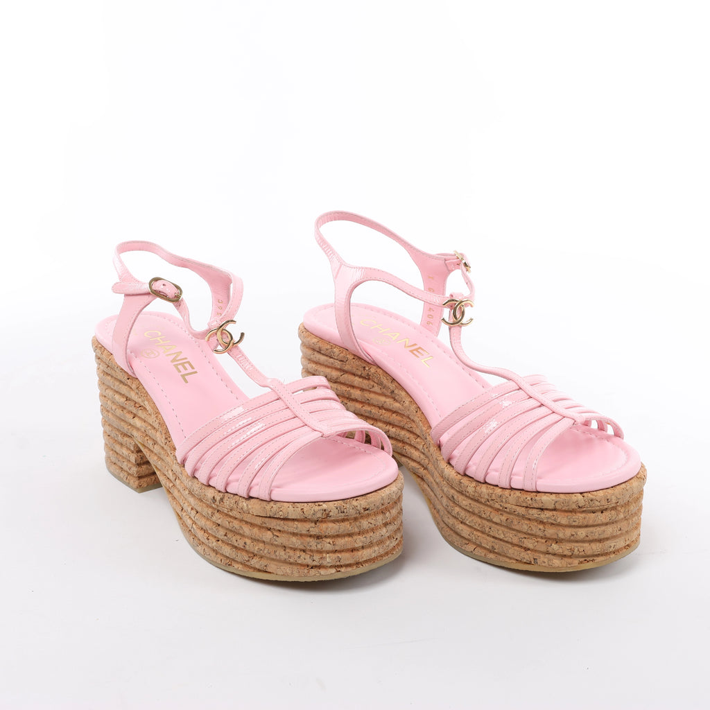 Sandalias de piel Coco Mark de CHANEL en color negro, talla 38 EU