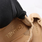 Chanel Coco Mark Camelia Leather Ballet Flats in Beige G32912, Size 39.5 EU