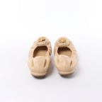 Chanel Coco Mark Camelia Leather Ballet Flats in Beige G32912, Size 39.5 EU
