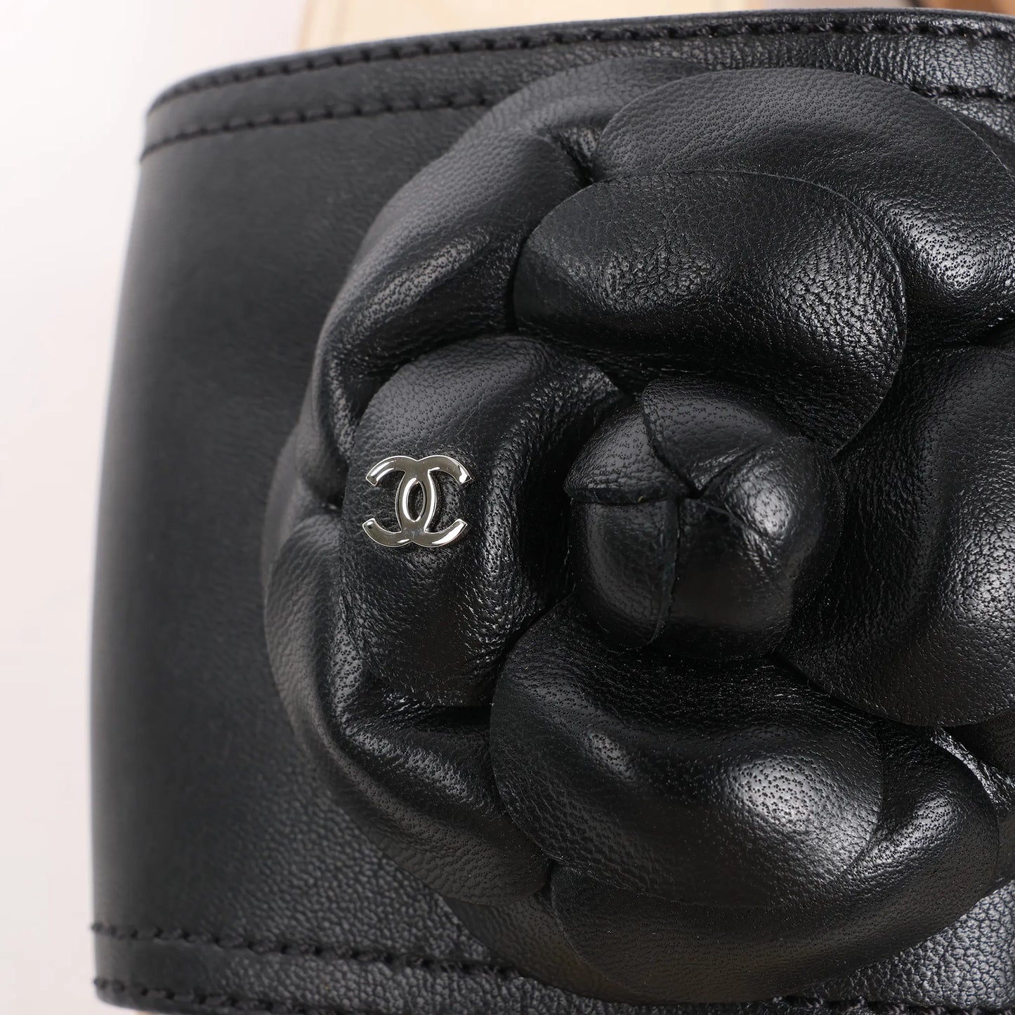 Chanel Camellia Wood x Leather Mules in Black, Size 41 EU