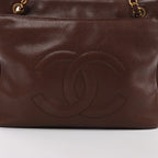 Bolso de hombro Chanel Chevron de piel en beige 1881694