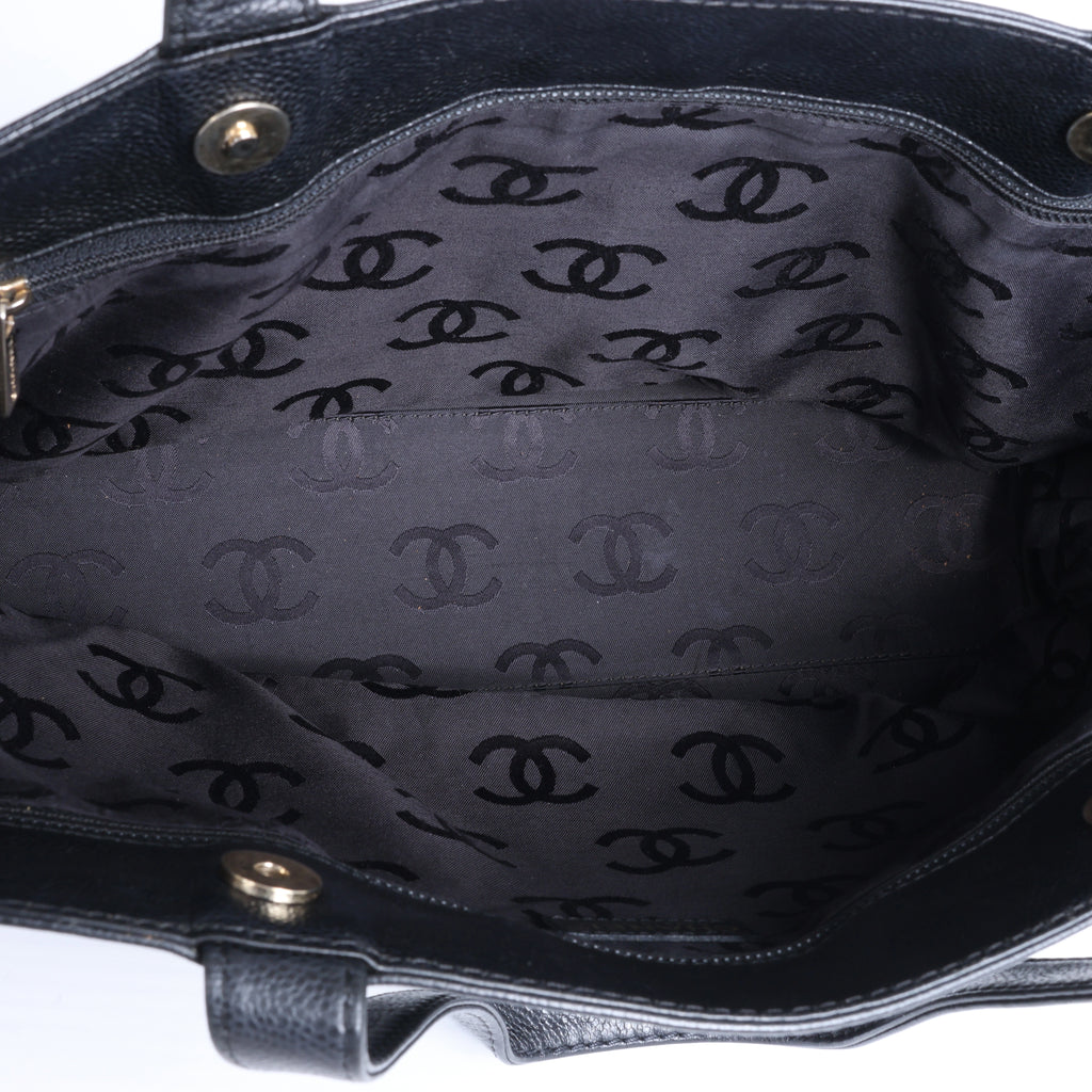 Chanel Coco Mark Line Caviar Leather Shoulder Bag in Black