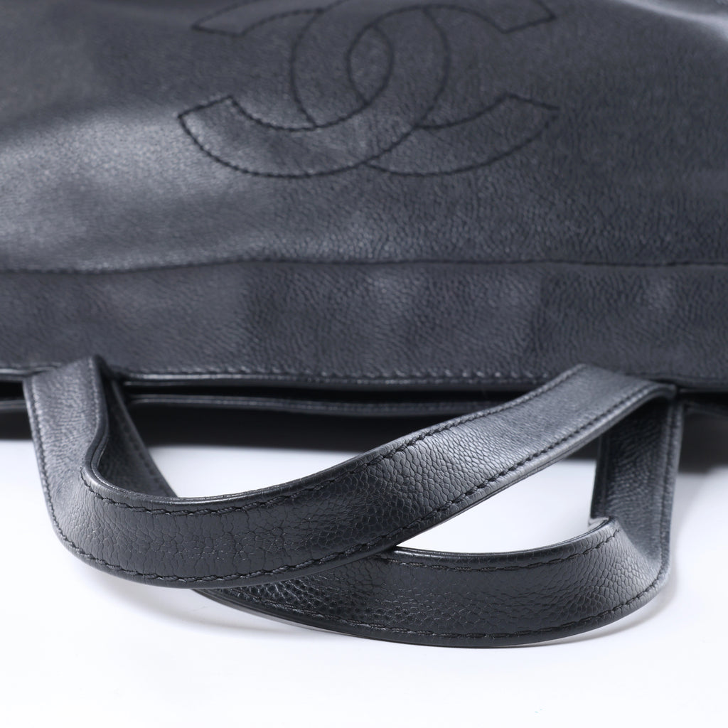 Chanel Coco Mark Line Caviar Leather Shoulder Bag in Black